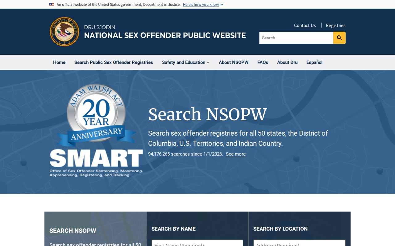 Clark County sex offender lookup through the national NSOPW registry interface