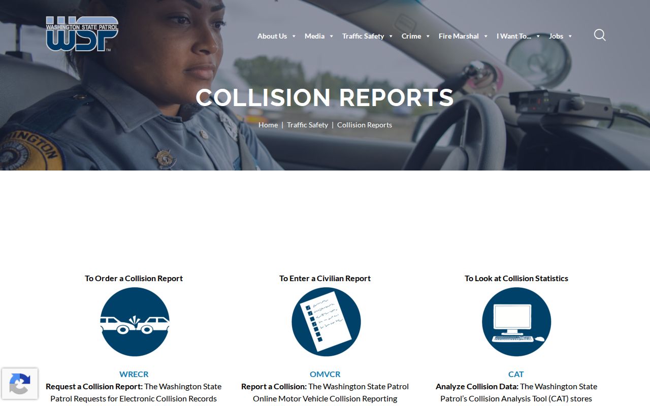 Clark County criminal and collision record request route through WSP